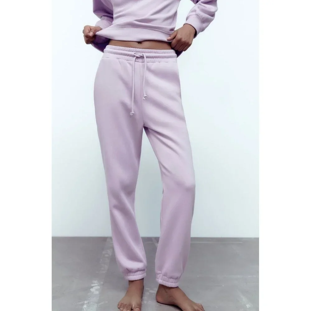 NWT Zara “light mauve” lavender trackpants, M - Picture 2 of 10